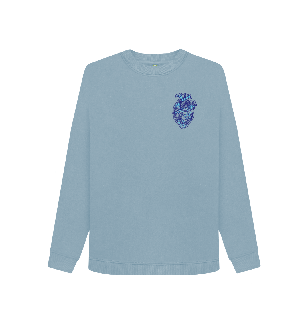 Stone Blue Printed Sweater Front