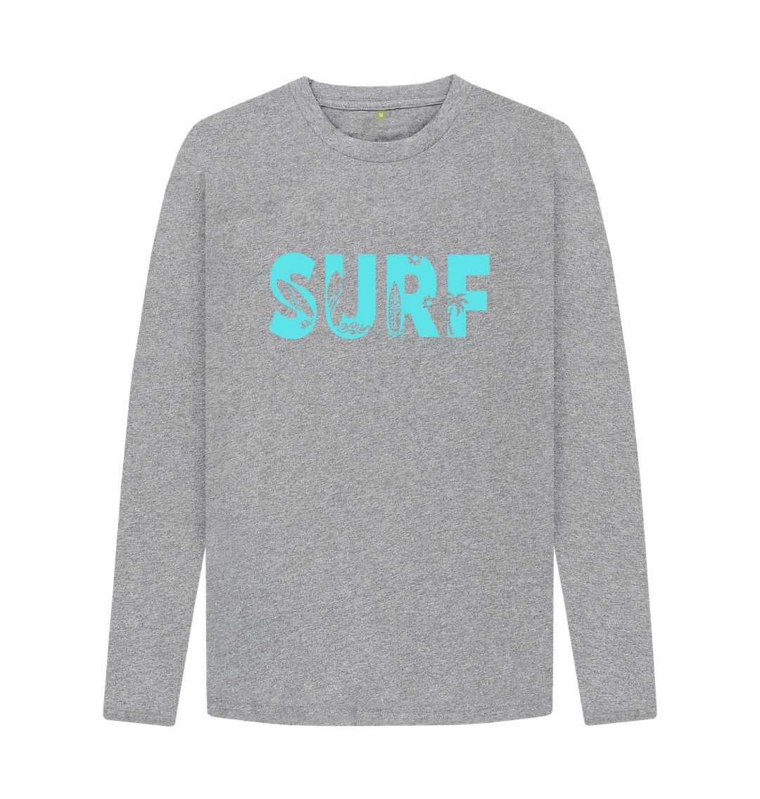 Athletic Grey \u2018SURF\u2019 Men\u2019s Long Sleeve Top