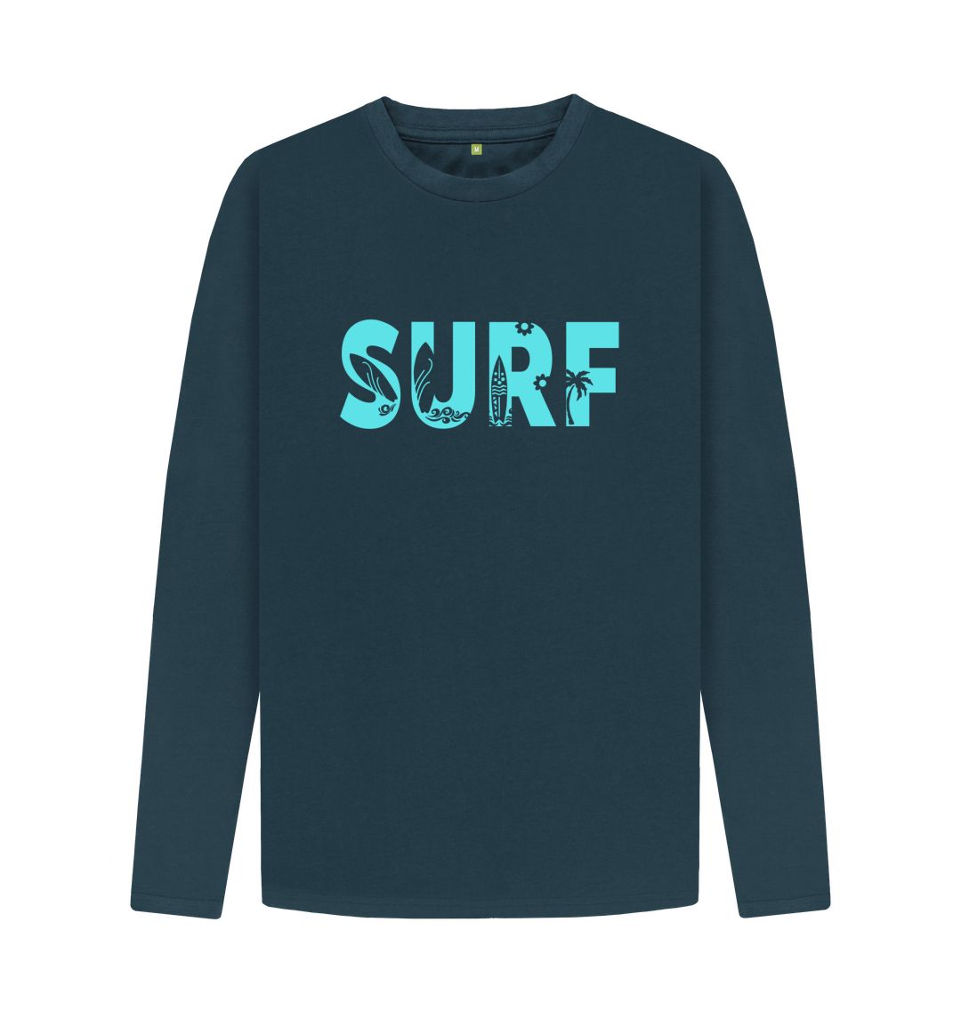 Denim Blue \u2018SURF\u2019 Men\u2019s Long Sleeve Top