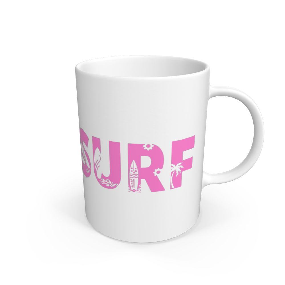 White Pink 'SURF' Mug