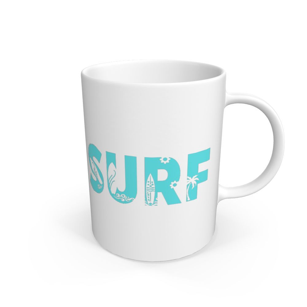 White Blue 'SURF' Mug
