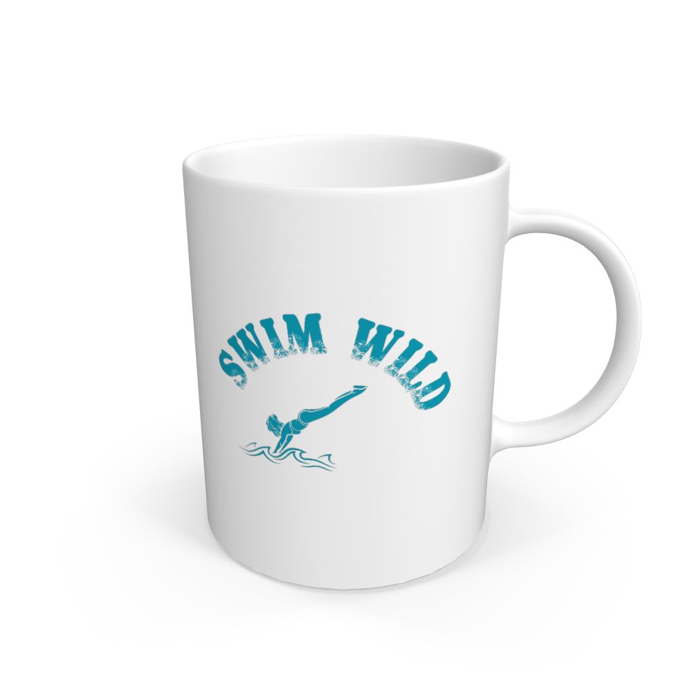 White 'SWIM WILD' Mug