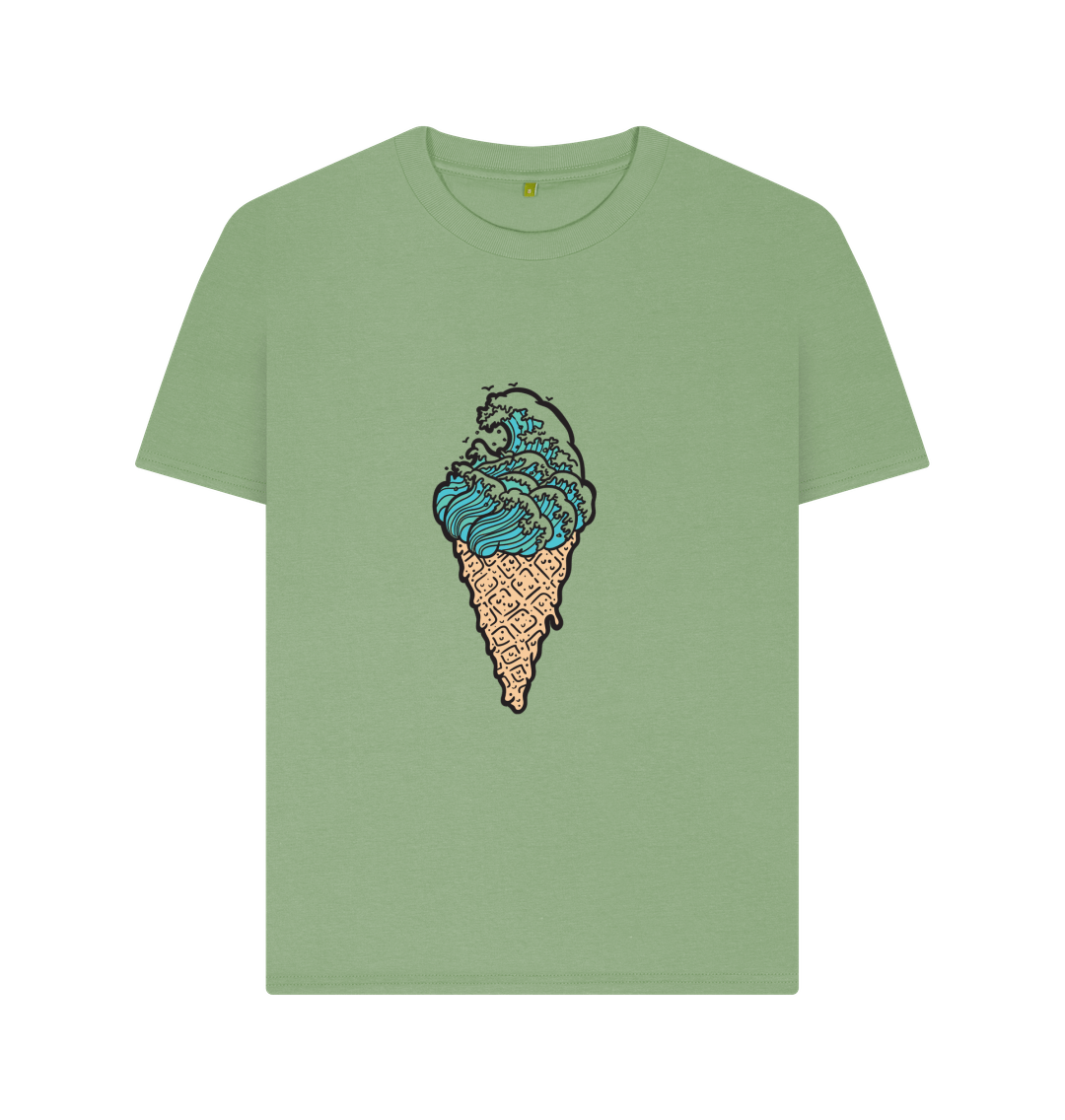 Sage 'ICE CREAM WAVES' Ladies Tee