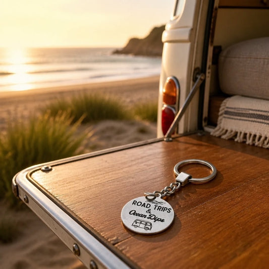 'ROAD TRIPS & OCEAN DIPS' Keyring