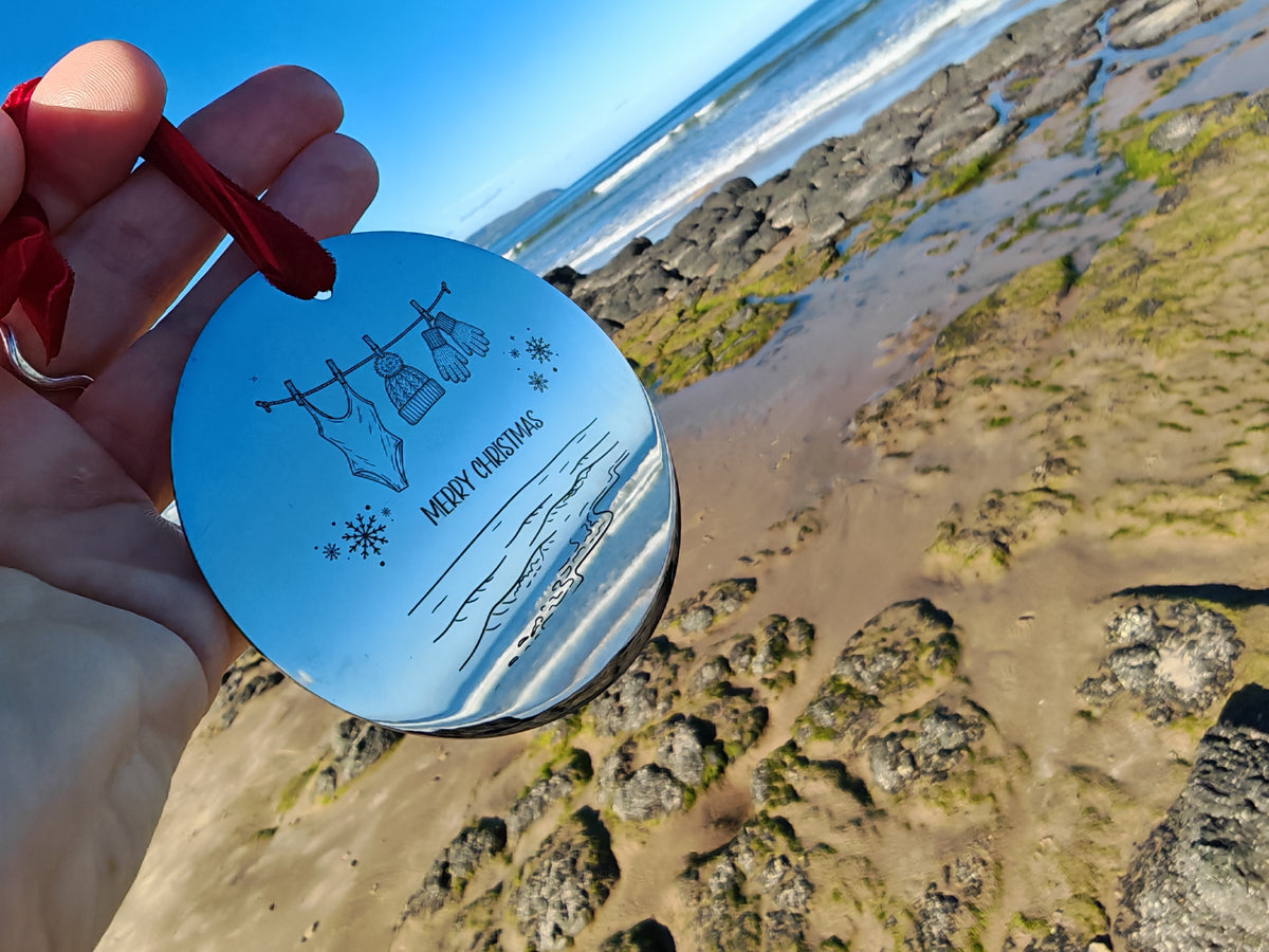 'WILD SWIMMING' Silver Bauble