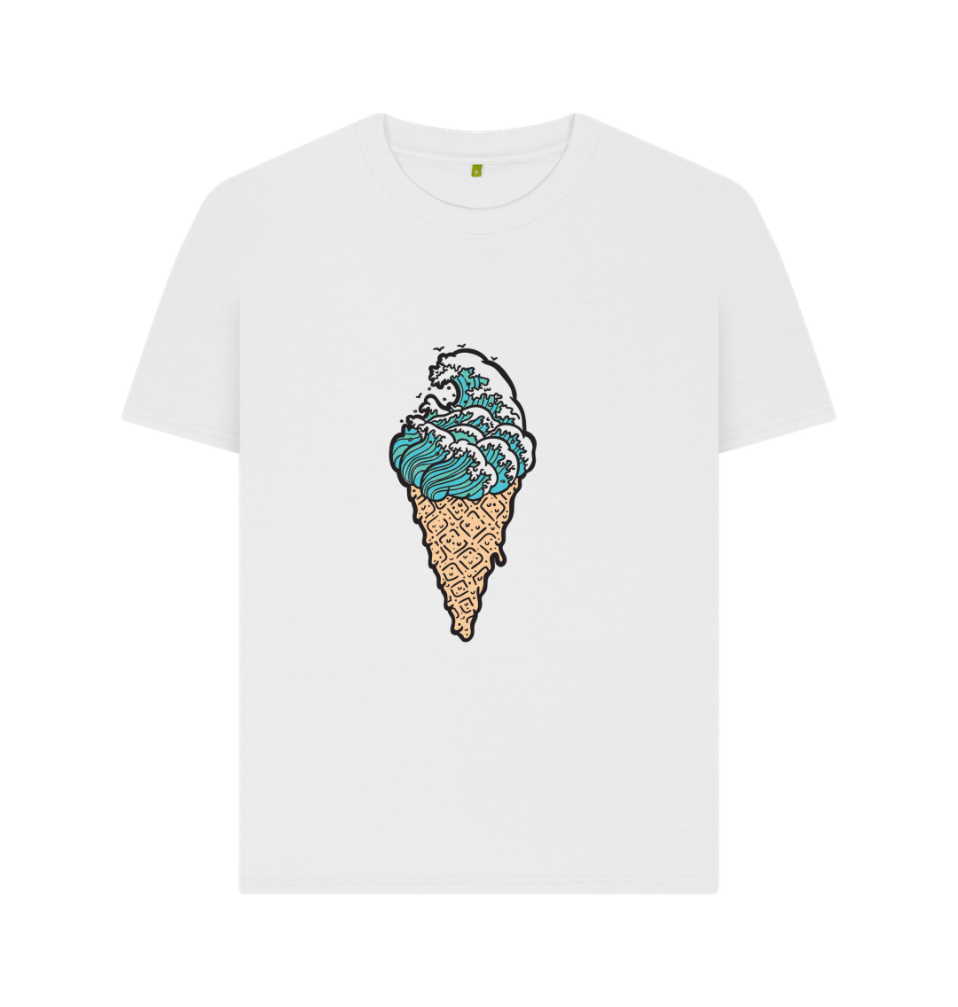 White 'ICE CREAM WAVES' Ladies Tee