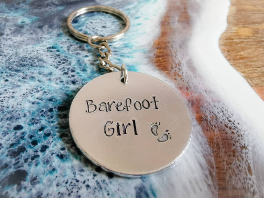 'BAREFOOT GIRL' Keyring