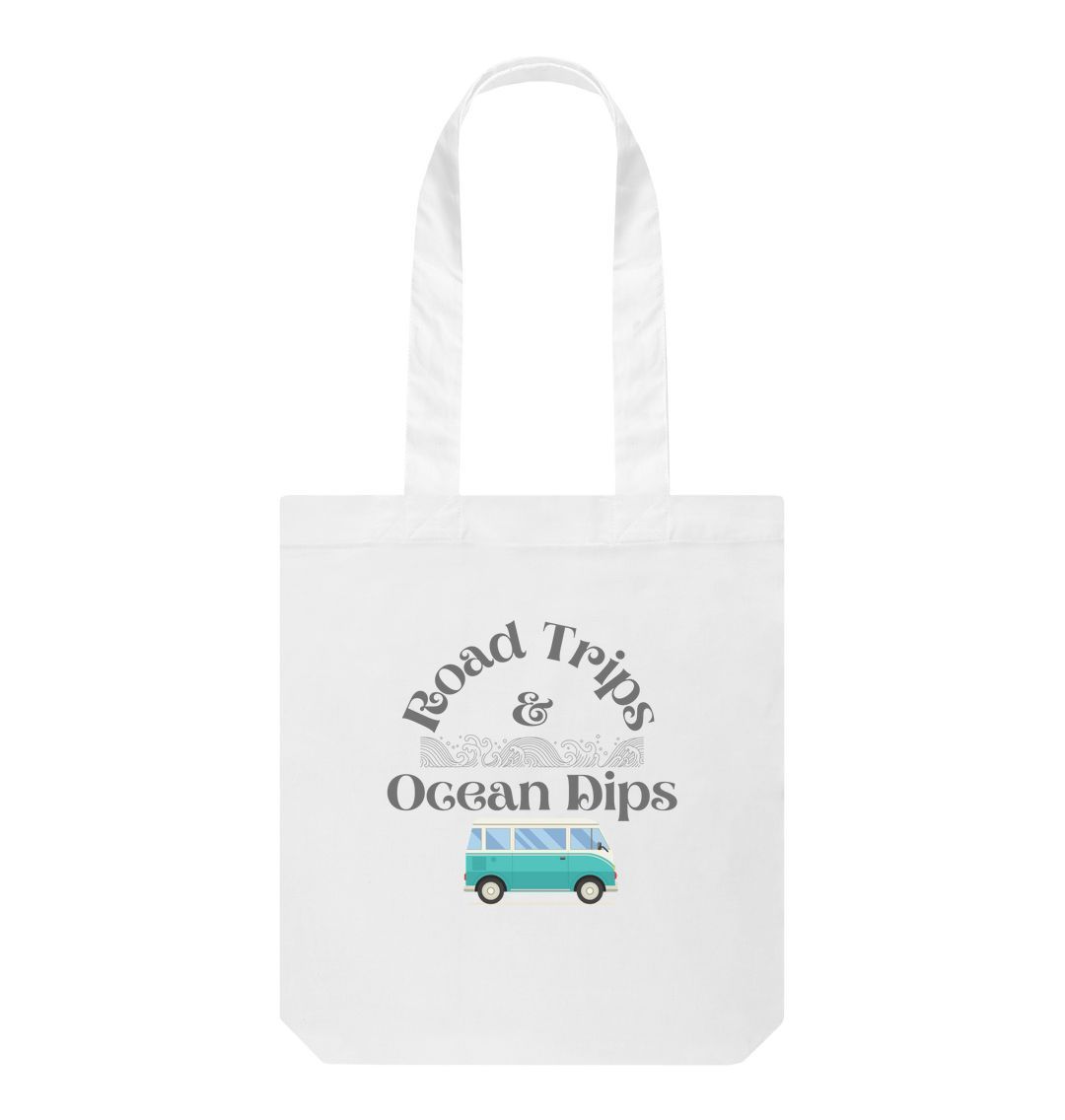 White 'ROAD TRIPS & OCEAN DIPS' Bag