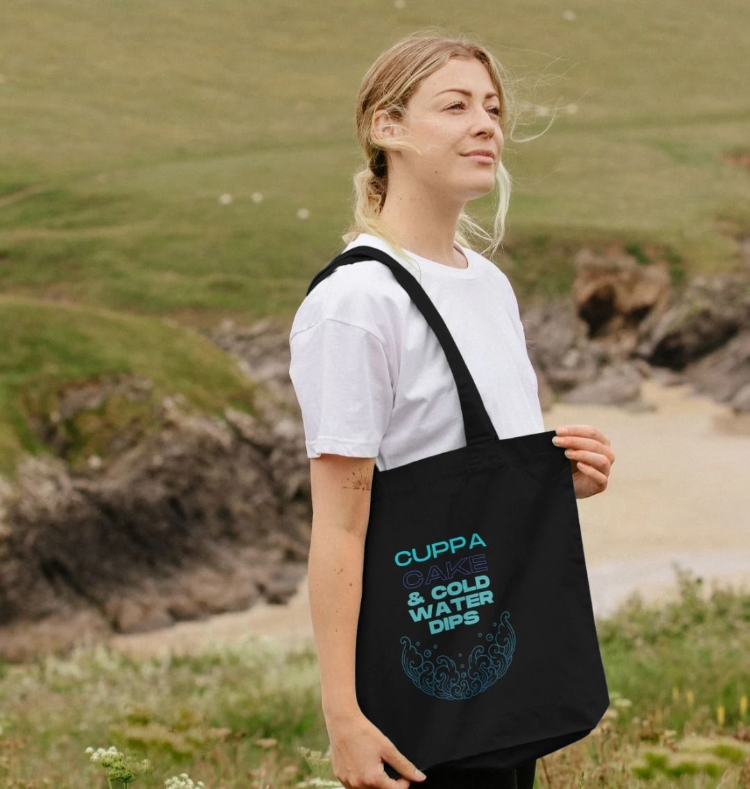 'CUPPA, CAKE & COLD WATER DIPS' Tote Bag